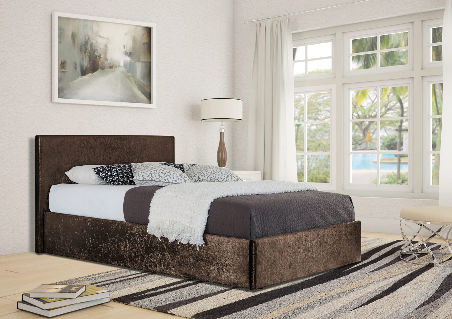 Prado Crushed Velvet Ottoman Bed Frame