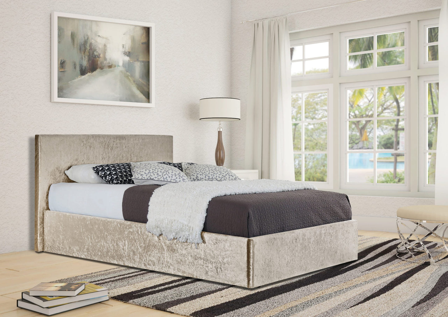 Prado Crushed Velvet Ottoman Bed Frame