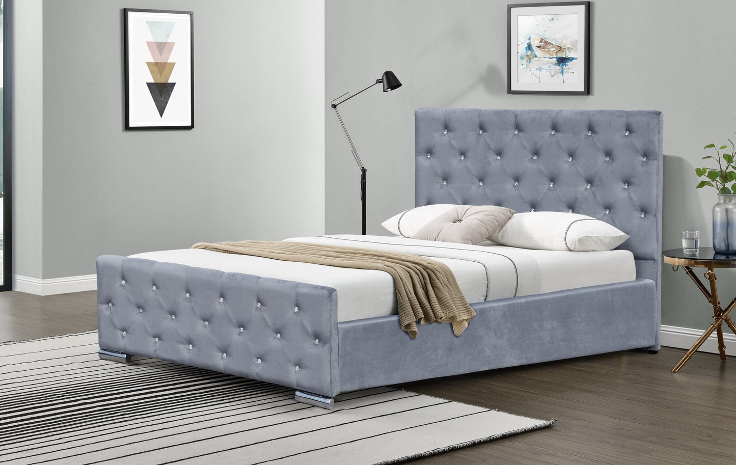 Palma Crushed Velvet Sleigh Bed Frame
