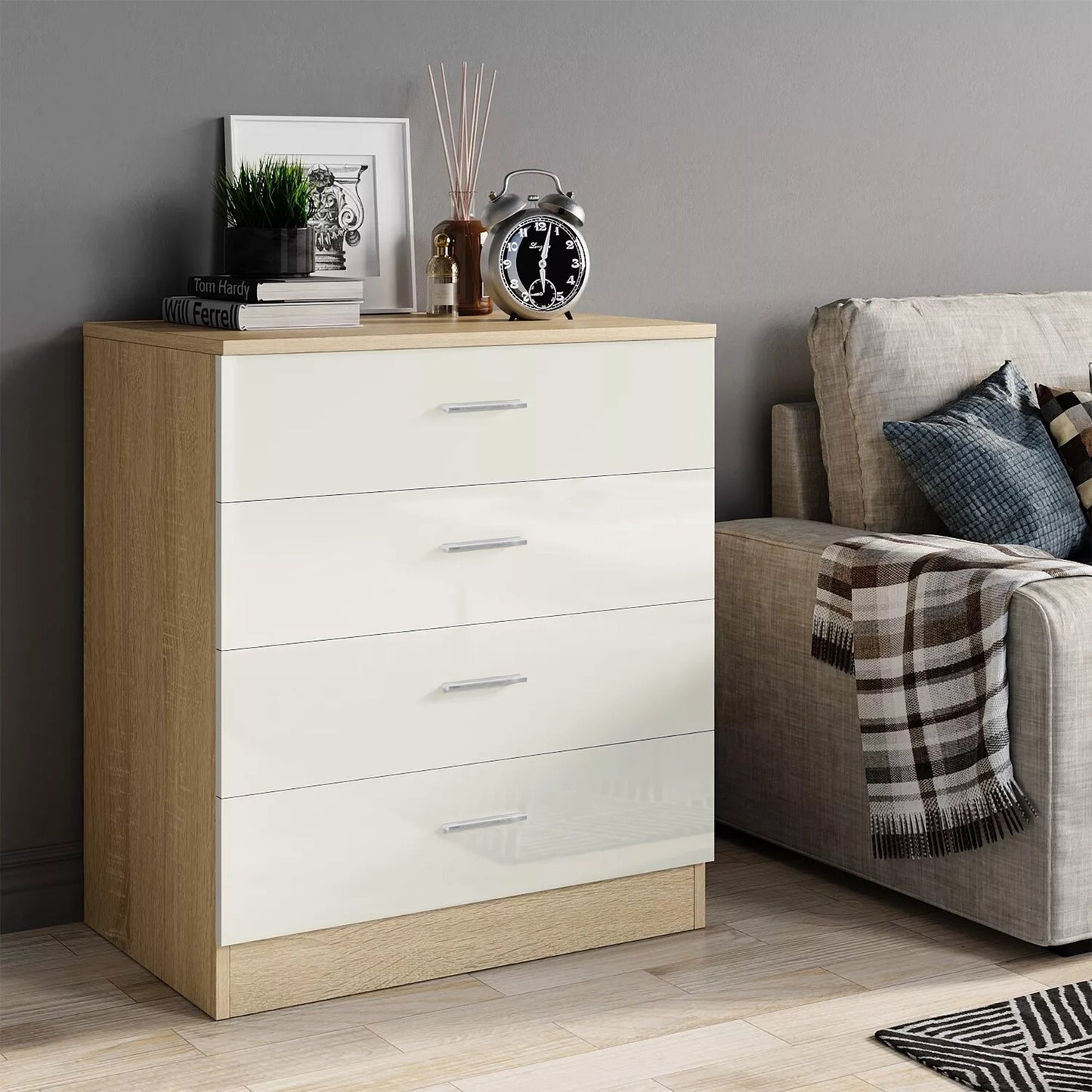 High Gloss Bedroom Furniture 3 Piece Trio Set Wardrobe Chest Bedside