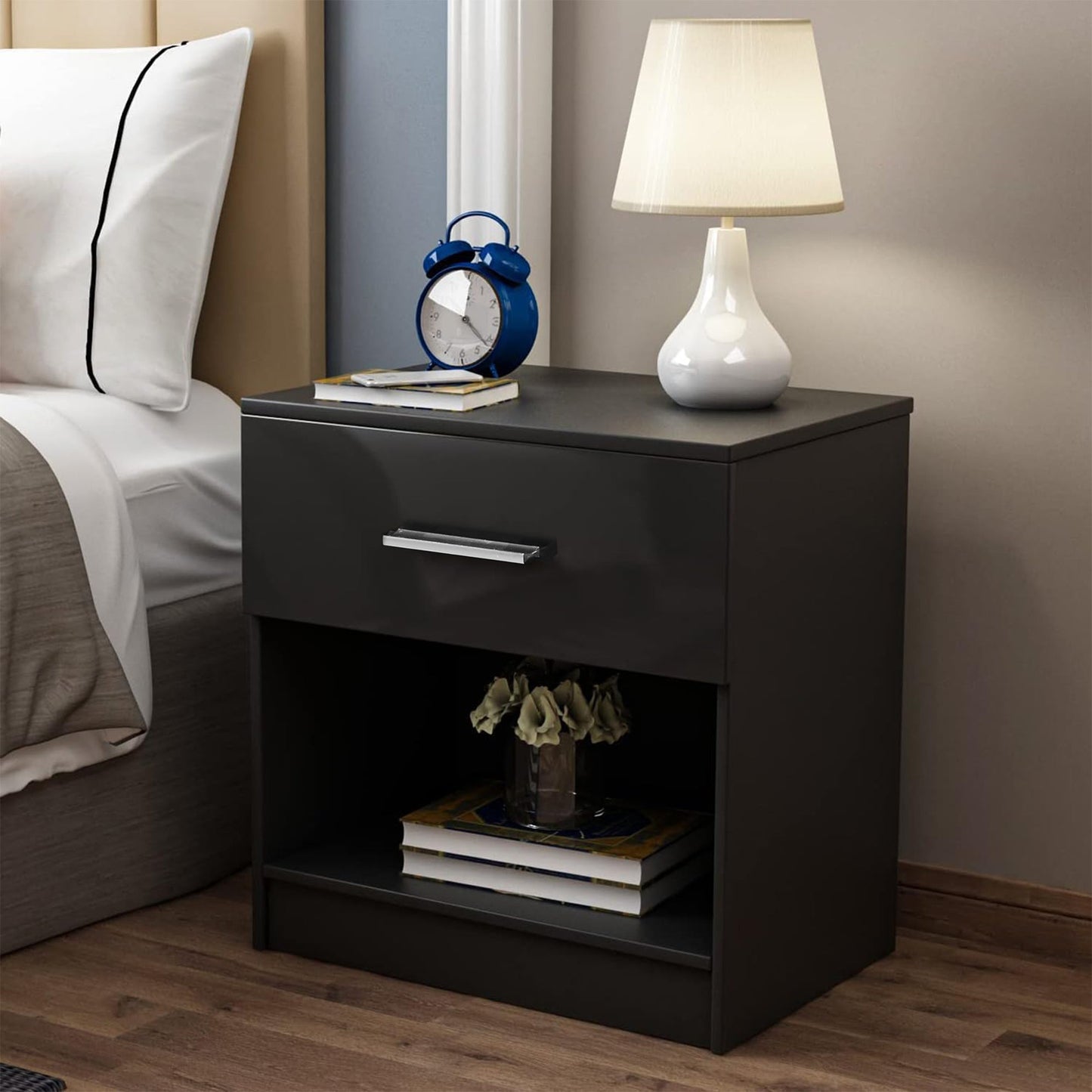 High Gloss Bedroom Furniture 3 Piece Trio Set Wardrobe Chest Bedside